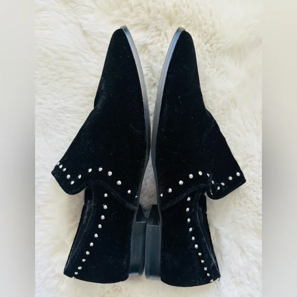 Steven By Steve Madden Archie Black Studded Velour Slipper Loafer Shoe Size: 6 - Picture 4 of 5